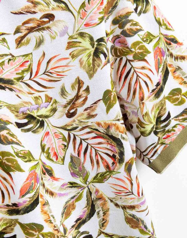 Polo imprimé manches courtes 100% coton beige