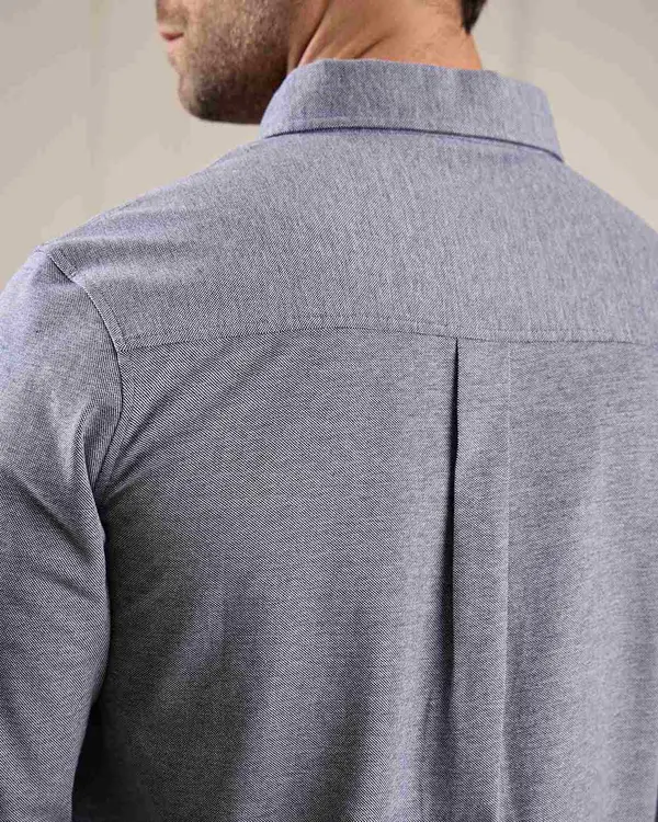 Chemise maille piquée bleu