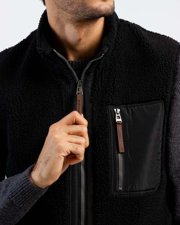 Gilet polaire sans manches zippé uni noir