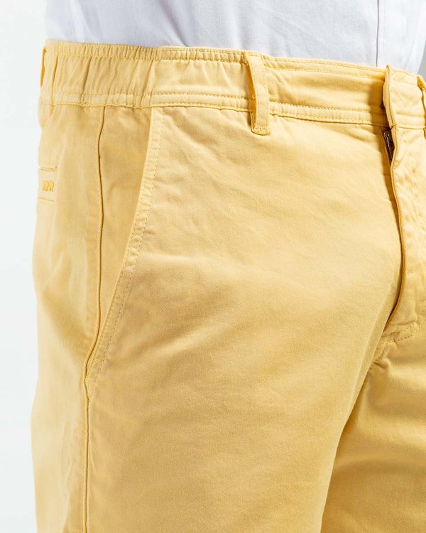 Bermuda chino uni taille élastique en coton jaune