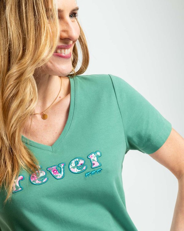 T-shirt à message coton issu de l'agriculture biologique vert