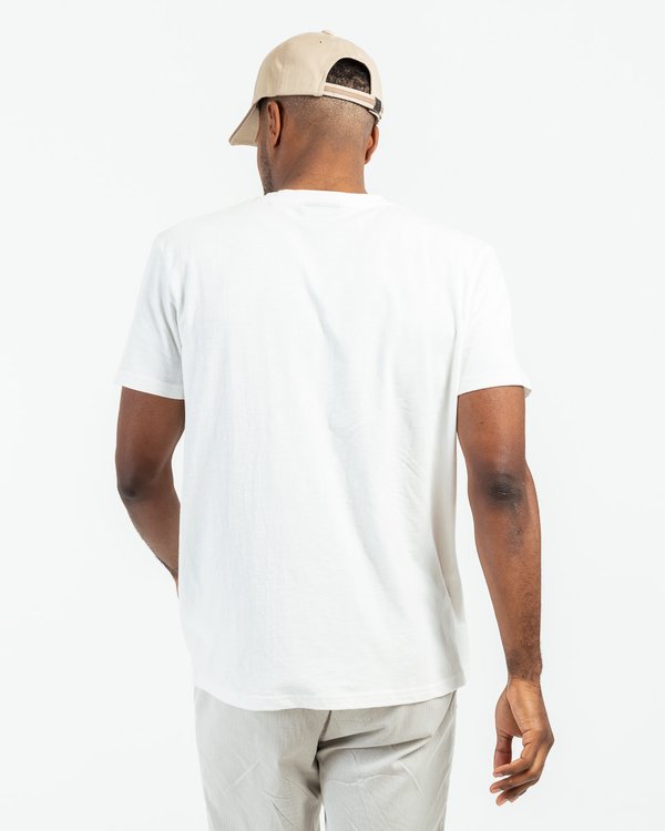 T-shirt uni manches courtes poche poitrine en coton blanc
