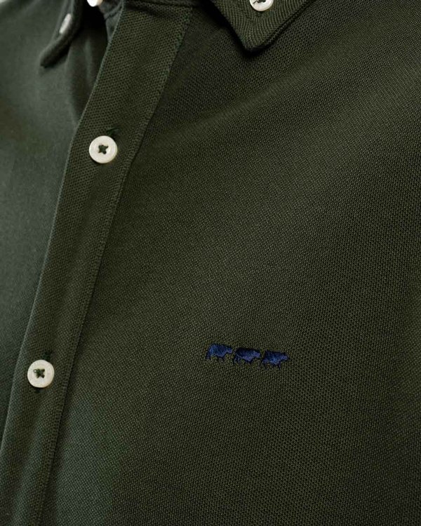 Chemise manches longues cintrée en coton piqué vert Chemise manches longues cintrée en coton piqué vert