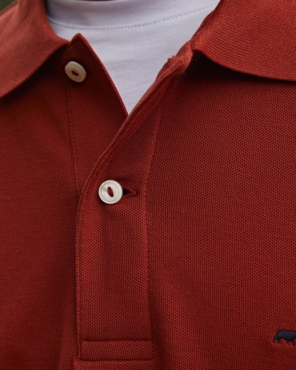 Polo regular fit Robin uni à manches longues marron