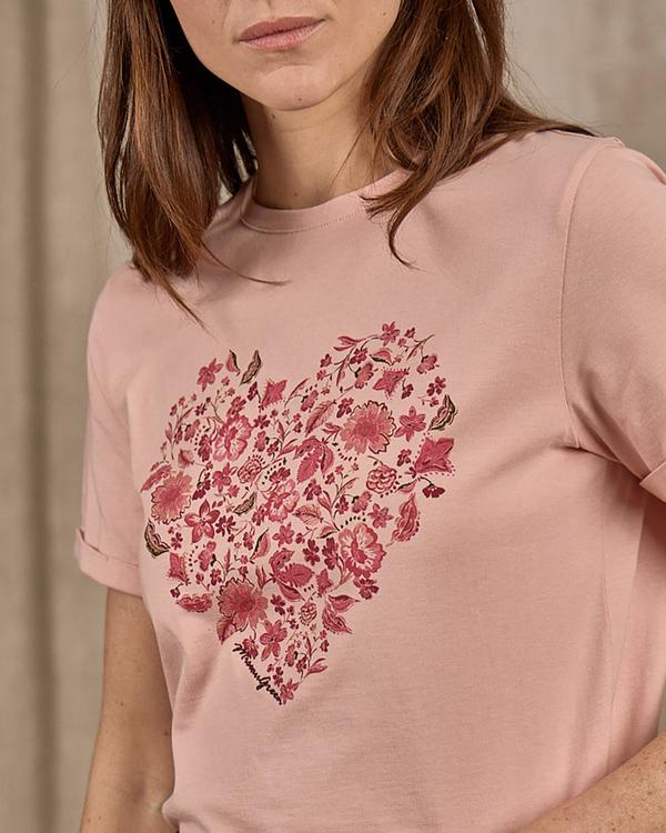 T-shirt cœur fleuri rose