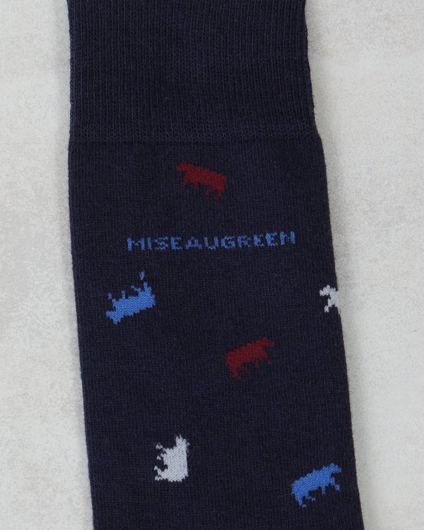 Chaussettes imprimées petites vaches bleu