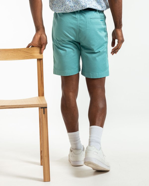 Bermuda chino uni taille élastique en coton bleu