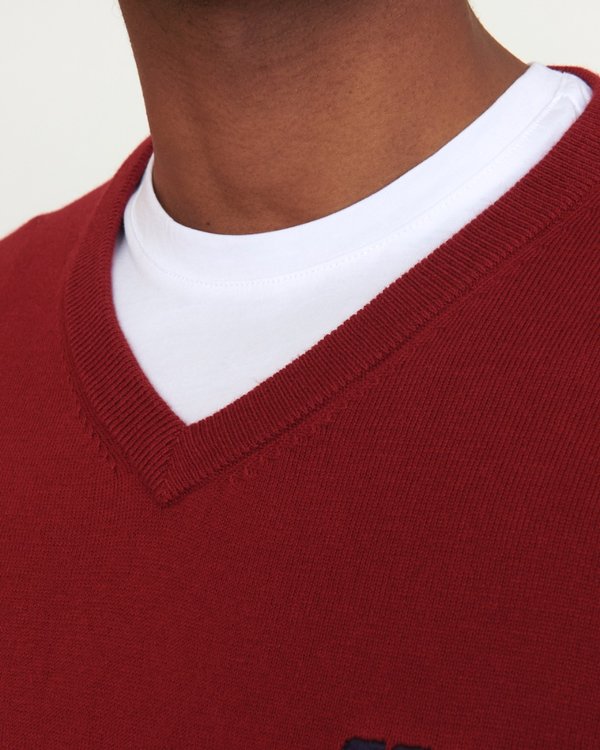 Pull Gabin regular manches longues uni col V coton cachemire rouge Pull Gabin regular manches longues uni col V coton cachemire rouge
