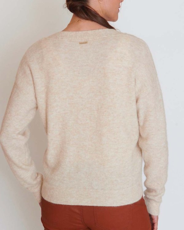 Cardigan manches longues boutonné uni en mohair beige Cardigan manches longues boutonné uni en mohair beige