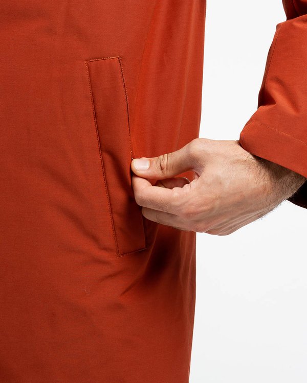 Parka longue rembourrée confort anti-transpirante capuche amovible rouge Parka longue rembourrée confort anti-transpirante capuche amovible rouge