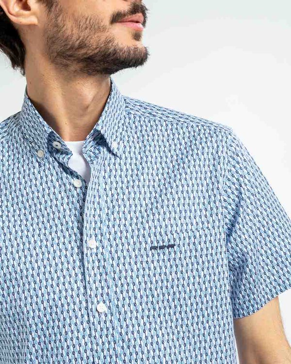 Chemise imprimée à manches courtes regular fit blanc