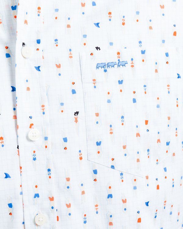 Chemise à manches courtes imprimée regular fit blanc