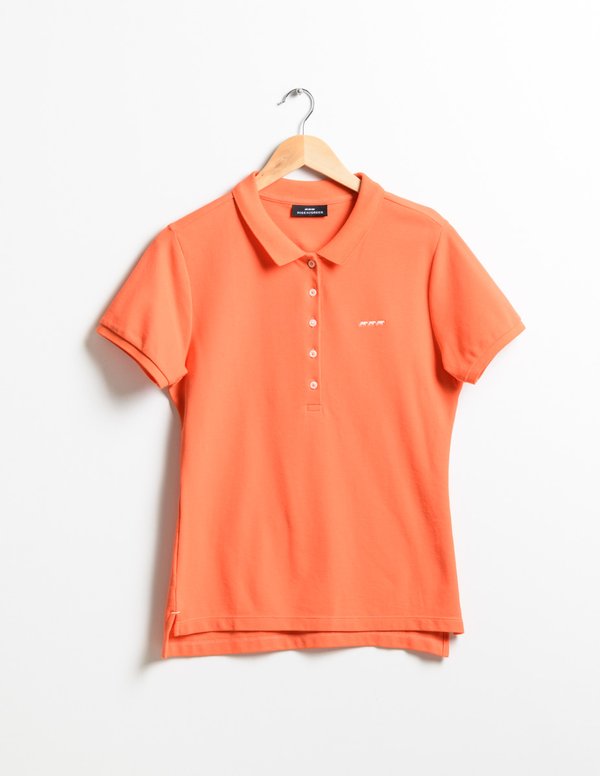 Polo piqué Jeanne manches courtes uni 100% coton orange Polo piqué Jeanne manches courtes uni 100% coton orange