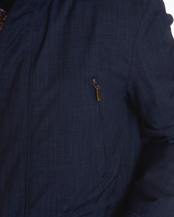 Parka longue unie zippée à capuche bleu Parka longue unie zippée à capuche bleu
