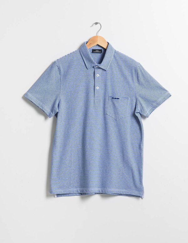 Polo rayé regular fit à manches courtes bleu Polo rayé regular fit à manches courtes bleu