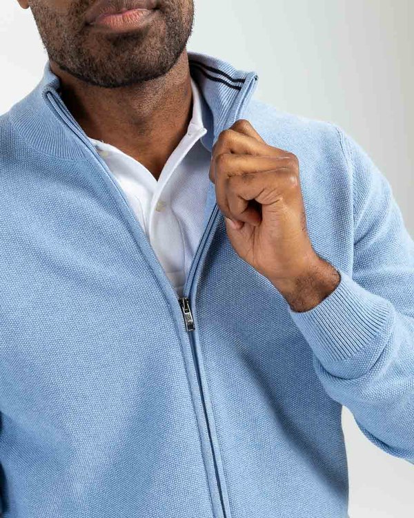 Cardigan uni zippé coton Standard 100 by OEKO-TEX® bleu