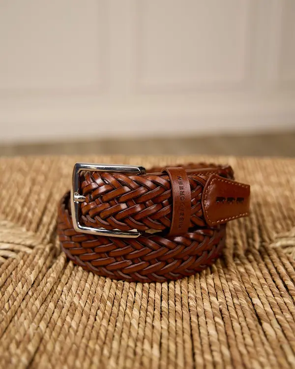 Ceinture tressée cuir George beige