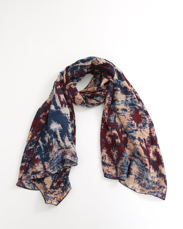 Chèche imprimé fantaisie camouflage bleu