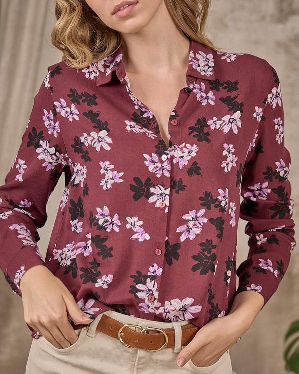 Chemise à fleurs Edith rouge Chemise à fleurs Edith rouge