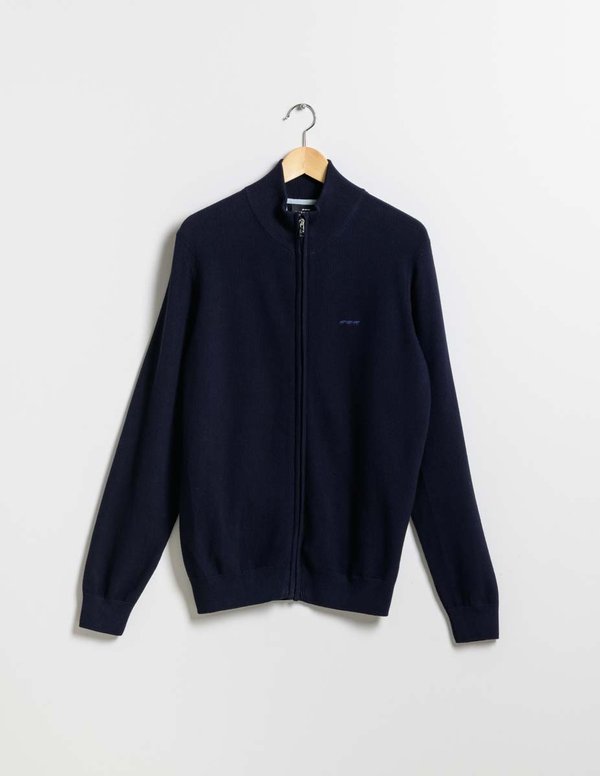 Cardigan uni zippé en coton certifié Oeko-Tex beige