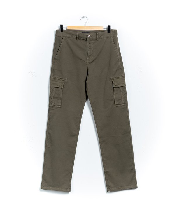 Pantalon uni coton et élasthanne vert