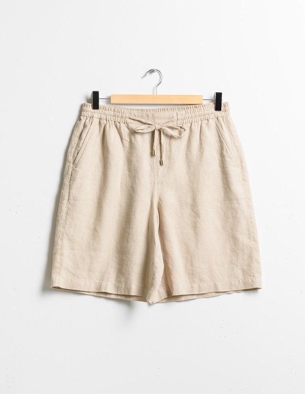 Short long en lin uni beige