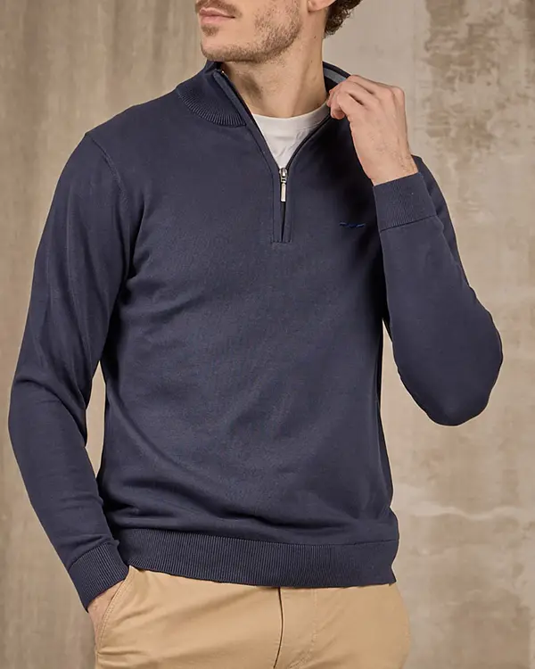 Pull col camionneur bleu