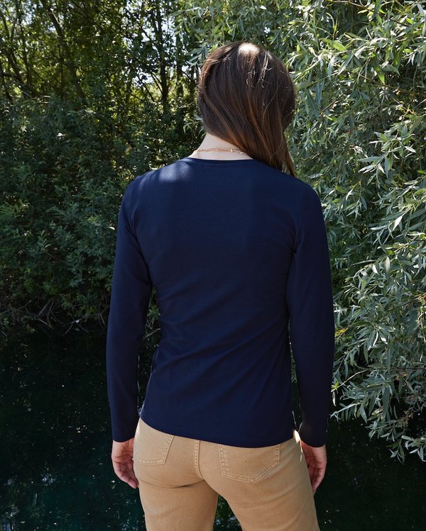 T-shirt à manches longues French en coton bleu T-shirt à manches longues French en coton bleu