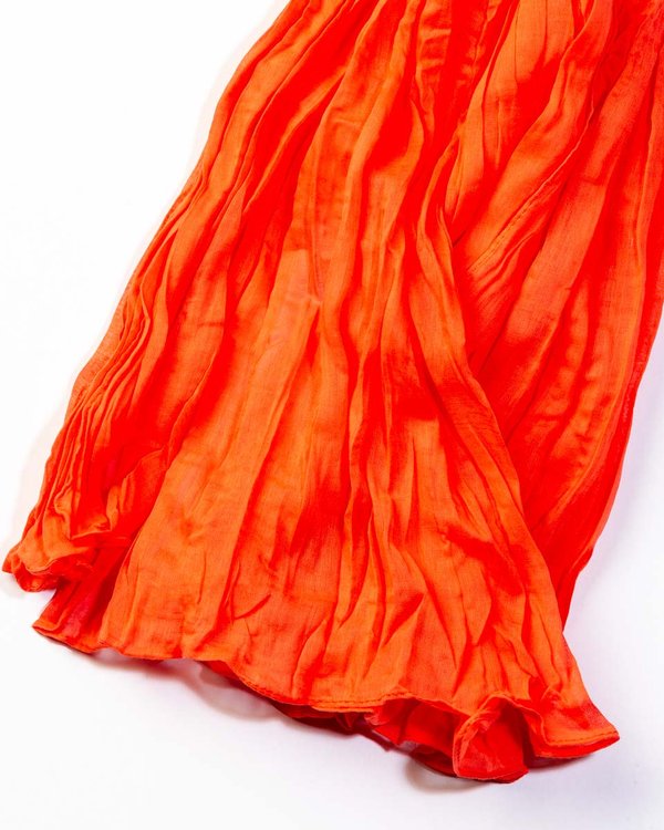 Chèche uni effet froissé en coton orange