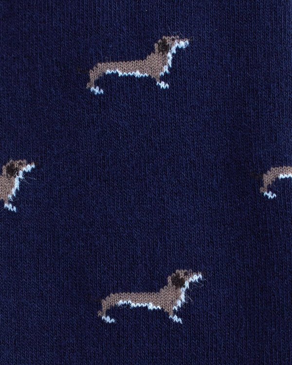 Chaussettes à motifs teckels en coton bleu