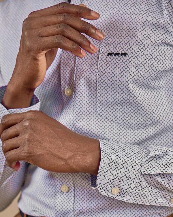 Chemise micro motifs blanc