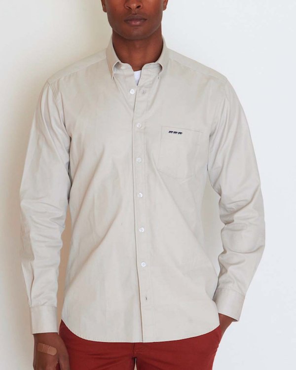 Chemise manches longues gabardine toucher doux 100% coton blanc Chemise manches longues gabardine toucher doux 100% coton blanc