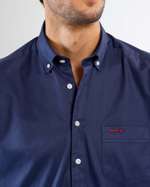 Chemise manches longues gabardine toucher doux 100% coton bleu Chemise manches longues gabardine toucher doux 100% coton bleu