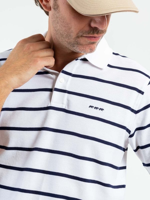 Polo rayé manches courtes regular fit blanc