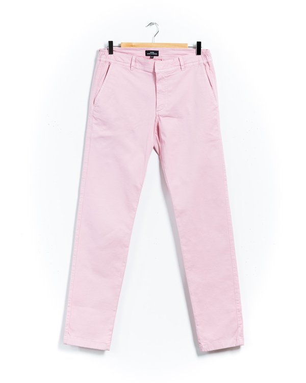 Pantalon chino Lucas uni taille élastique en coton rose