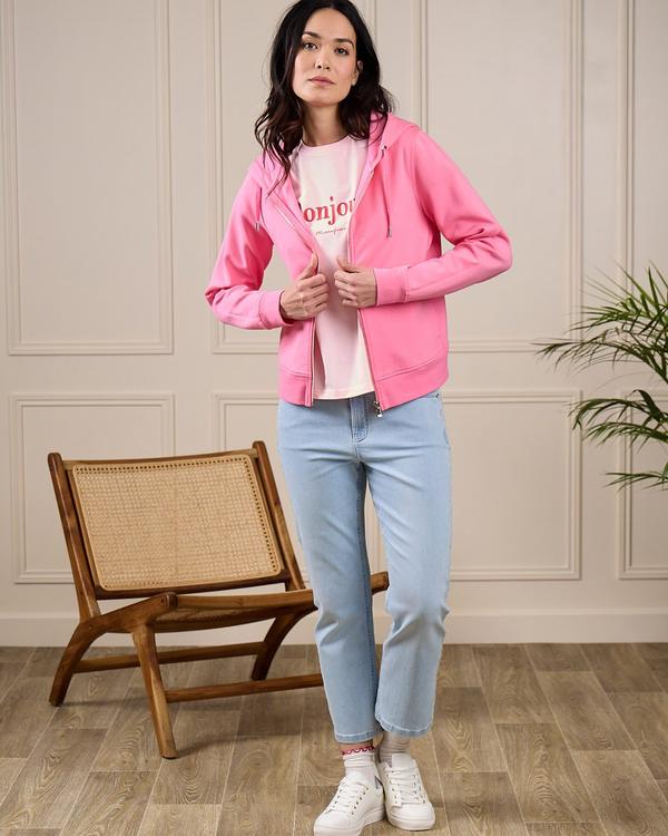 Cardigan brodé à capuche rose