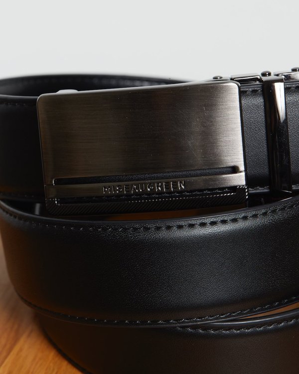 Ceinture en cuir lisse trois vaches noir