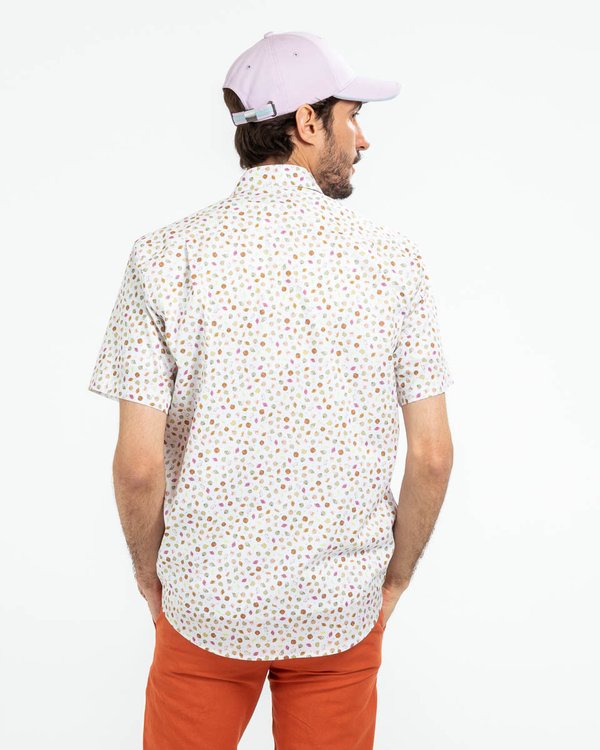 Chemise imprimée manches courtes regular fit en coton blanc