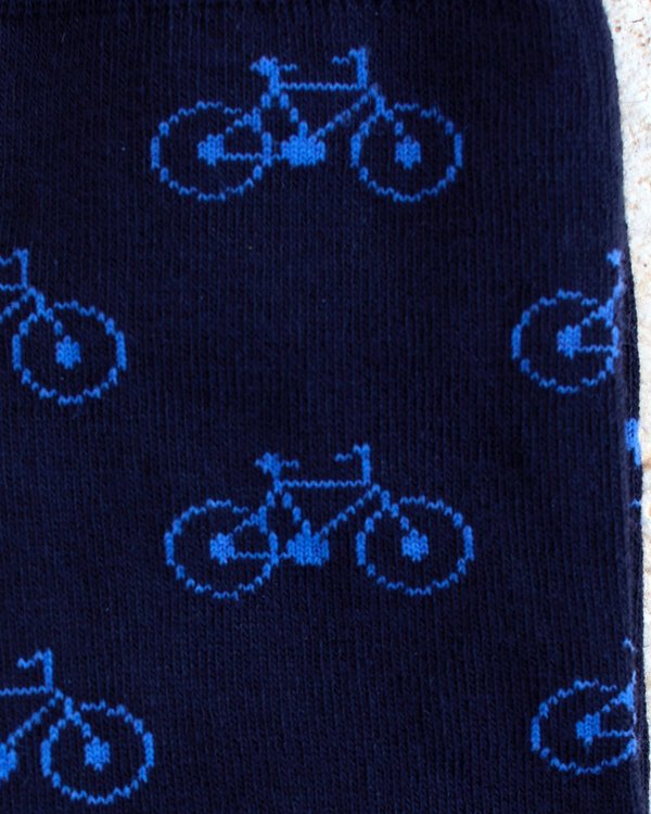 Chaussettes motifs vélos en coton bleu