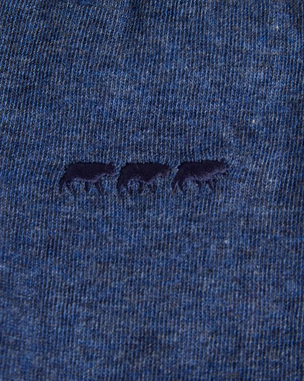 Chaussettes unies broderie 3 vaches bleu