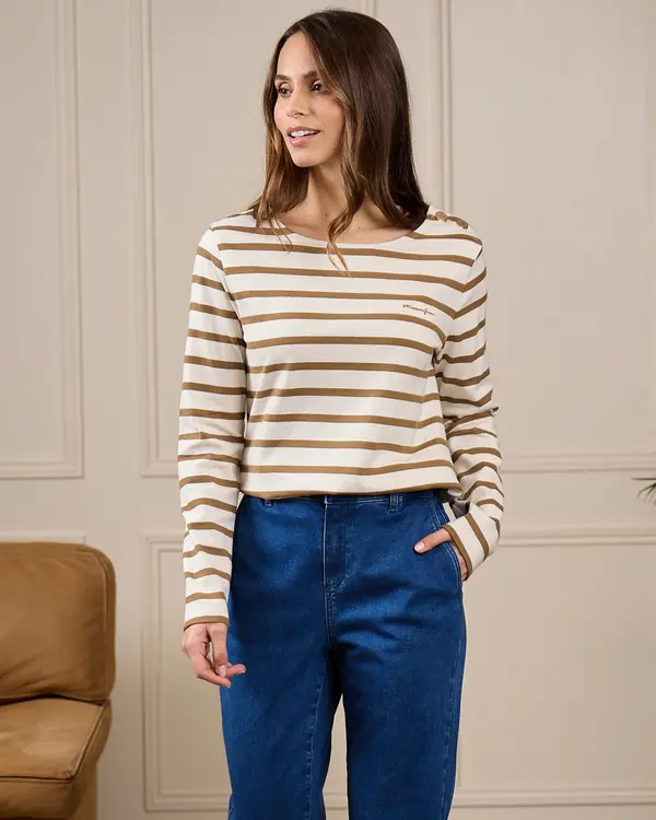 T-shirt marinière beige