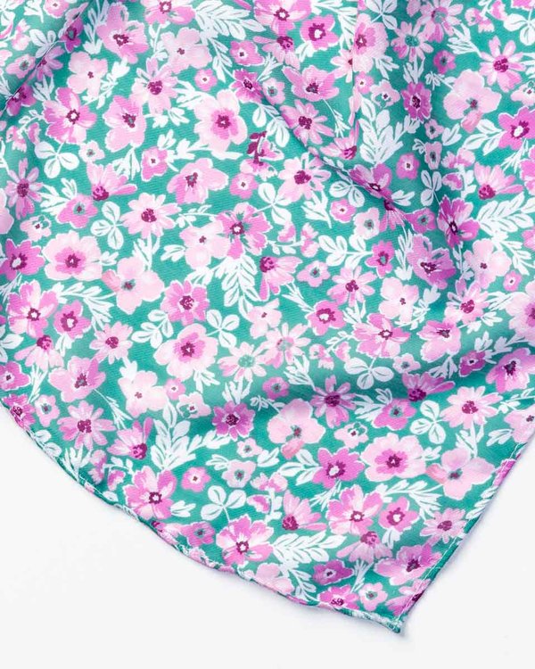 Chèche semis de fleurs en coton rose
