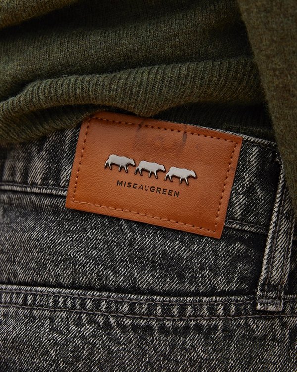 Jupe droite denim à boutons effet usé gris Jupe droite denim à boutons effet usé gris