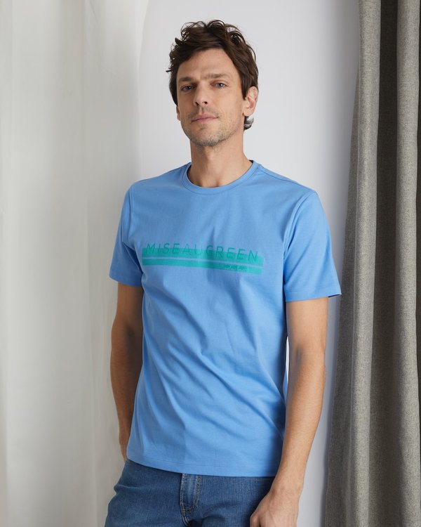 T-shirt coupe regular fit sérigraphie poitrine bleu
