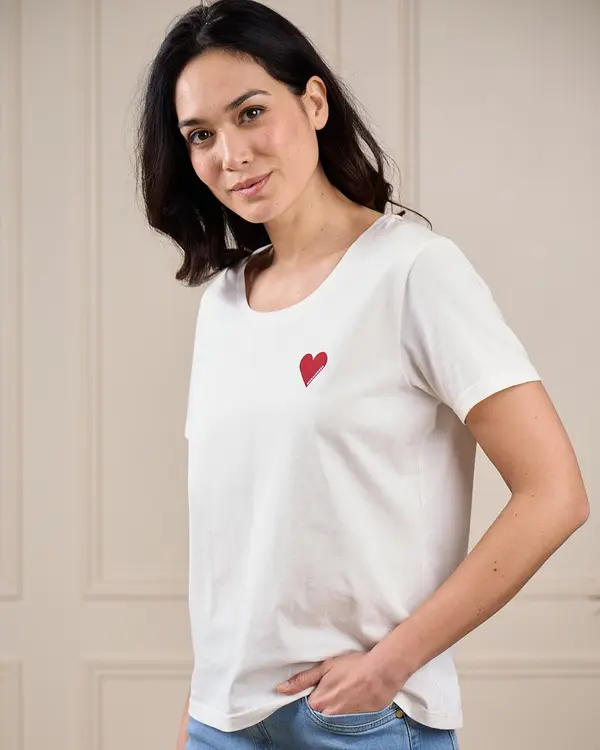 T-shirt cœur Glenna blanc