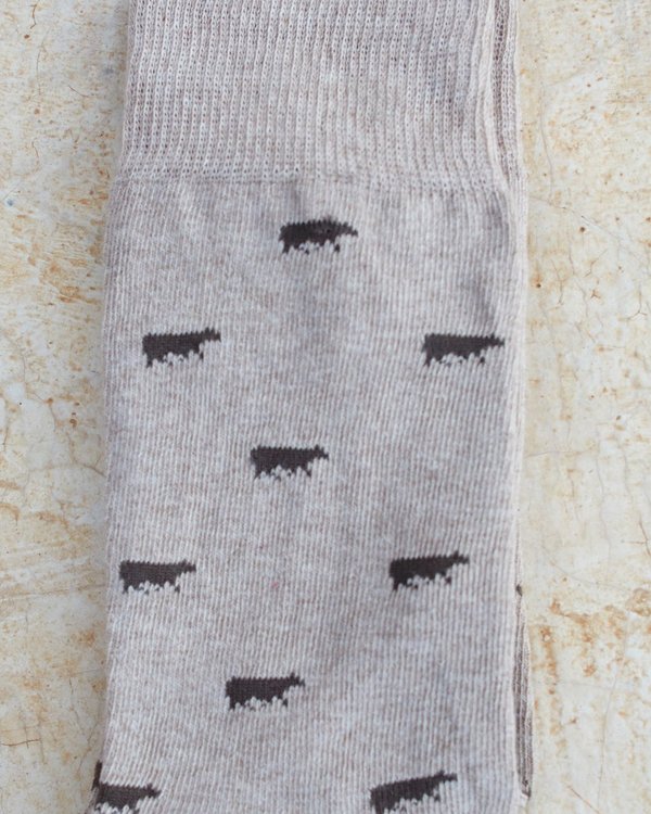Chaussettes à motifs petites vaches en coton beige