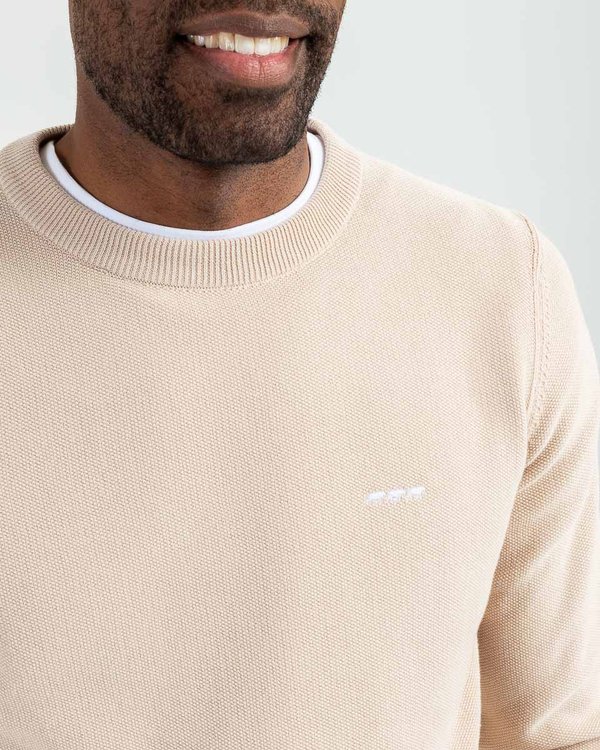 Pull uni Noah col rond en coton issu de l'agriculture biologique beige Pull uni Noah col rond en coton issu de l'agriculture biologique beige
