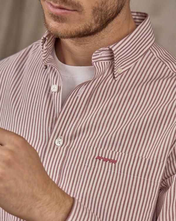 Chemise rayures verticales rouge