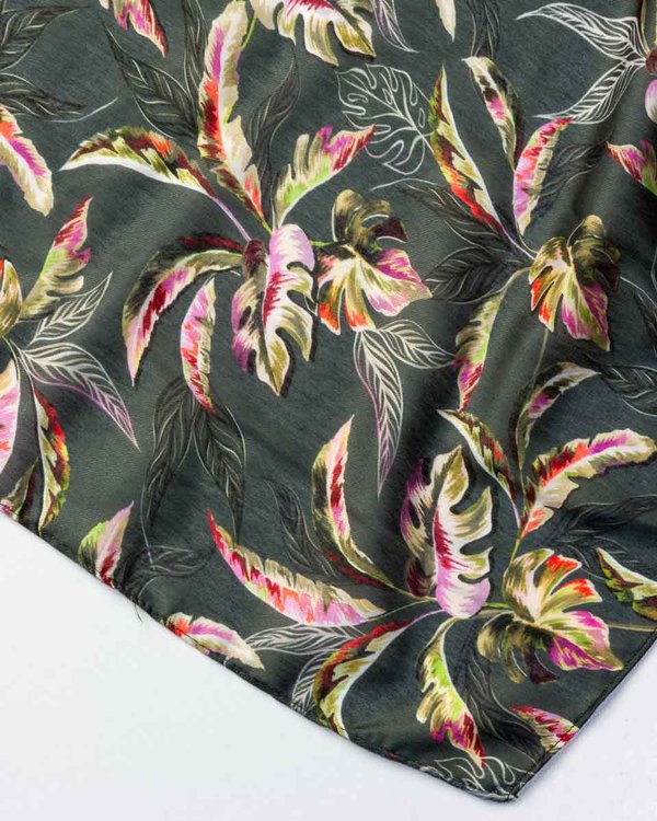 Chèche motif tropical en coton vert