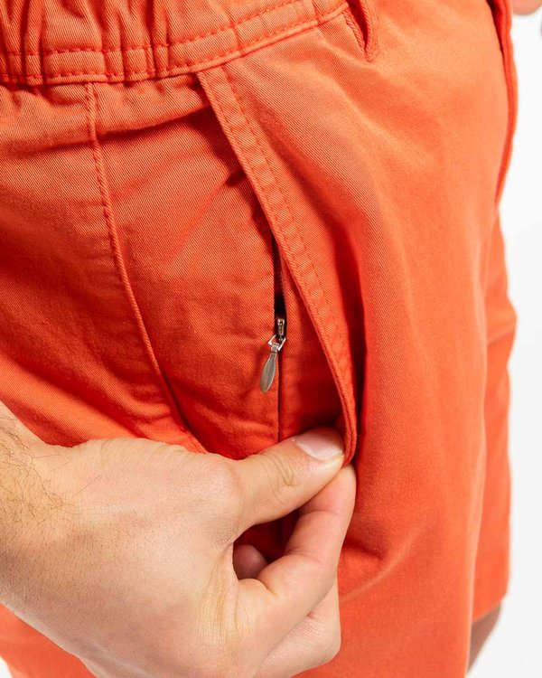 Bermuda chino uni taille élastique en coton orange